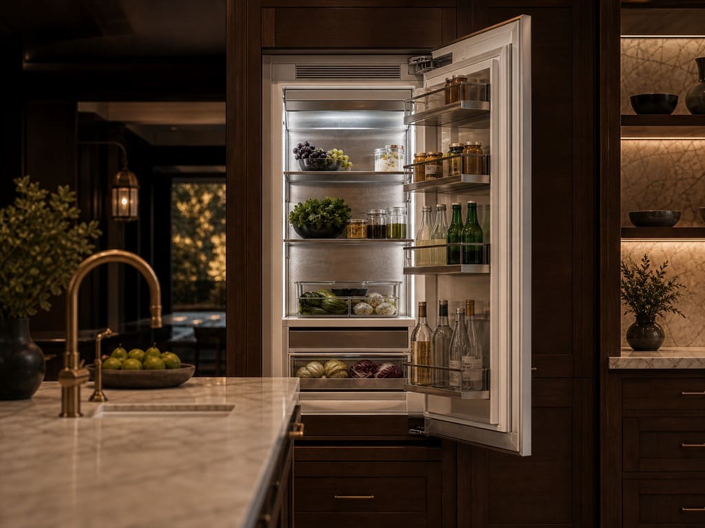Viking built-in refrigerator serviced in a Santa Cruz kitchen