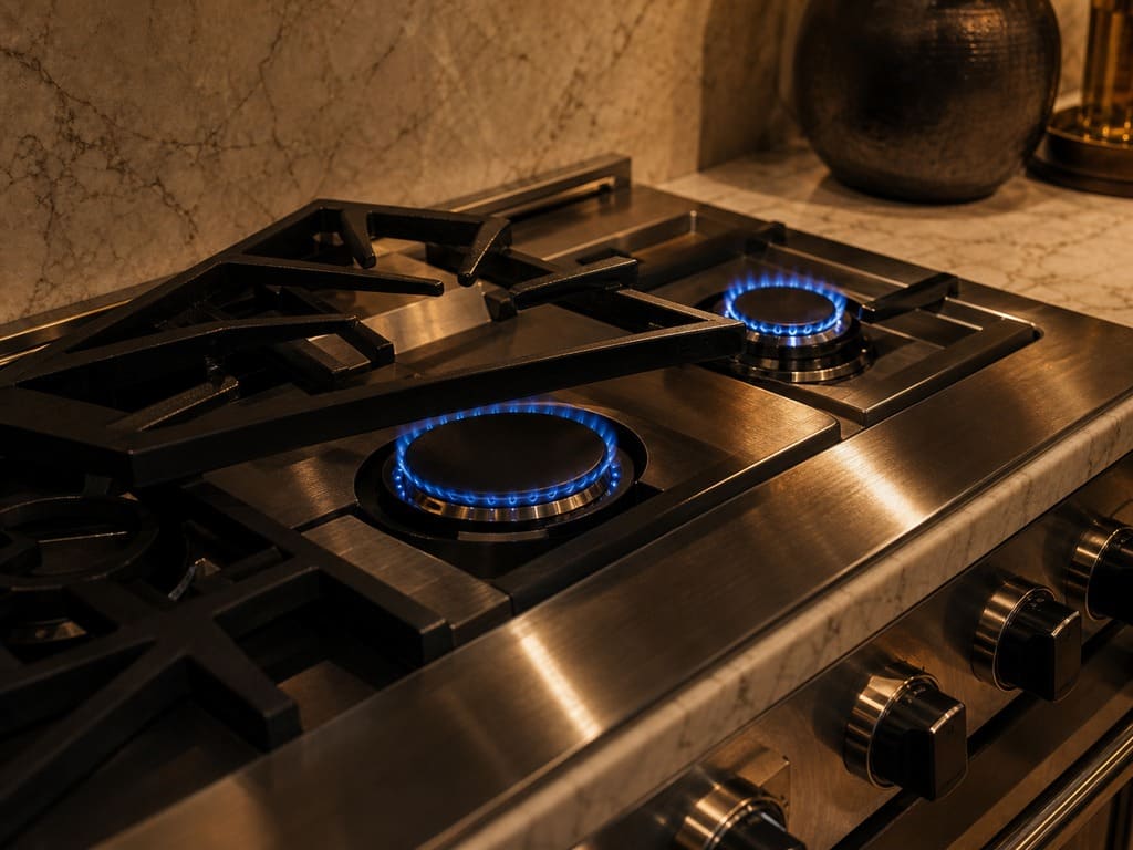Viking gas cooktop in a Santa Cruz kitchen, ready for in-home repair